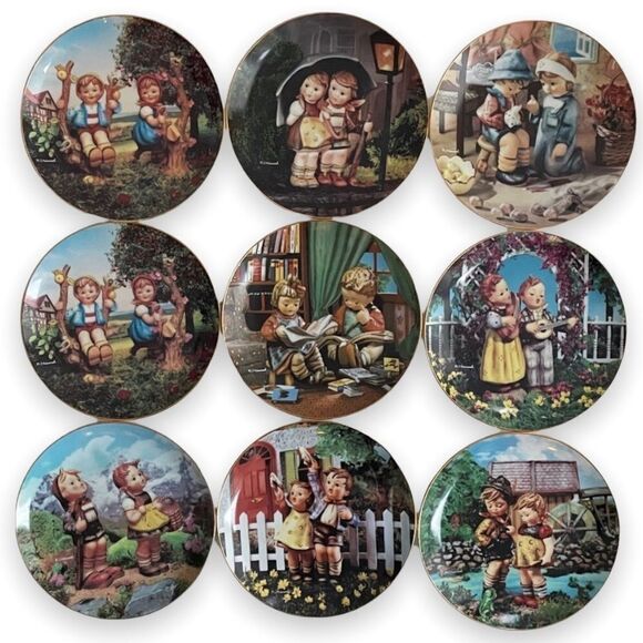 M.J. Hummel Lot of 9 Little Companions Danbury Mint Collectors Plates - Picture 1 of 10